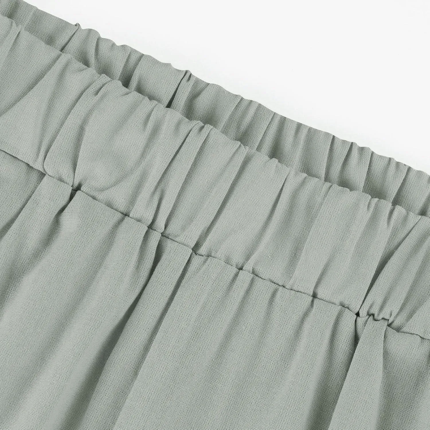 Lightweight Linen Pants for Women Summer Elastic Waisted Straight Leg Pants Casual Loose Fit Solid Color Trousers