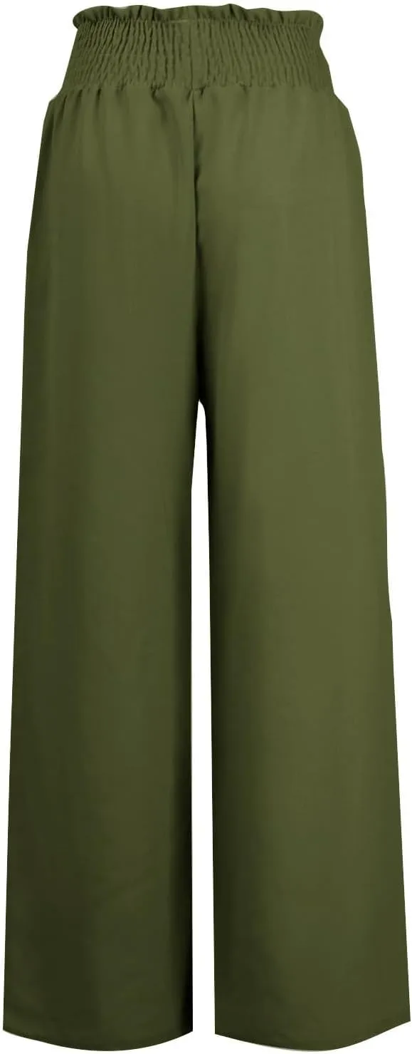 Linen Drawstring Pants for Women High Waist Wide Leg Pant Comfy Flowy Lounge Trousers 2025 Summer Casual Baech Pants