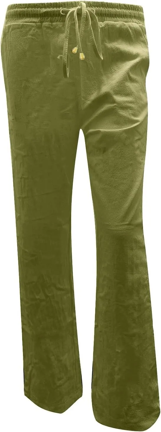Linen Pants for Women 2025 Summer Drawstring Pants Casual Loose Wide Leg Lounge Trousers for Beach Travel Vacation