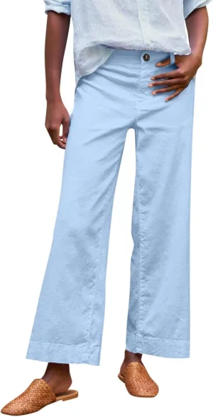 Linen Pants for Women, Linen Casual Pants Straight Leg Peasant Striped Side