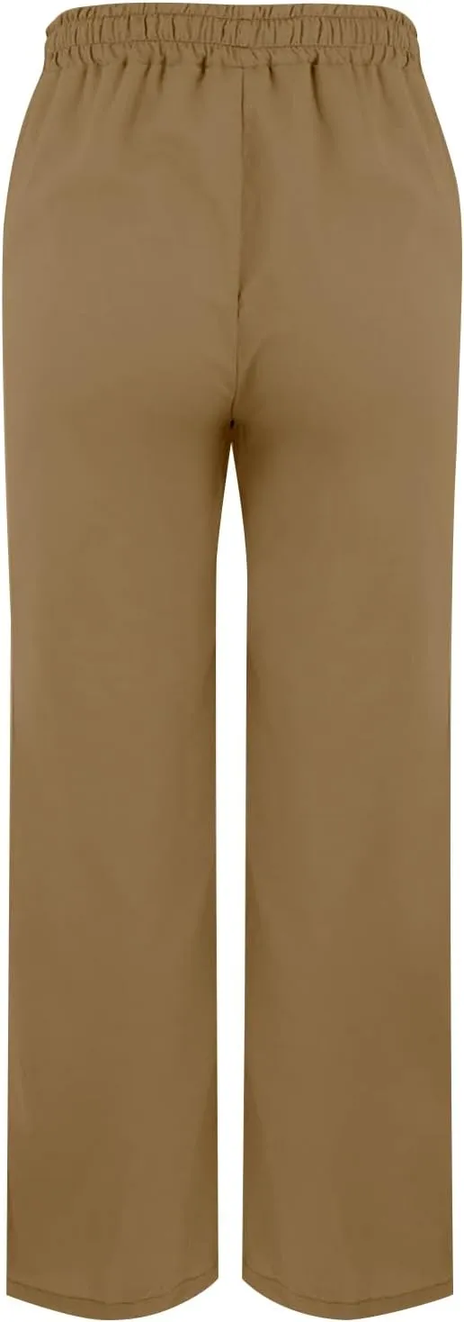 Linen Pants for Women Summer High Waist Elastic Gauze Pant Lightweight Comfy Lounge Straight Leg Pant Trousers