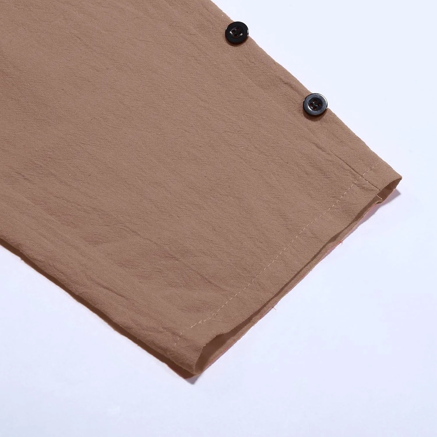 Linen Pants for Women Wide Straight Leg Side Button Pants 2025 Plus Size Baggy Elastic Waist Trousers with Pockets