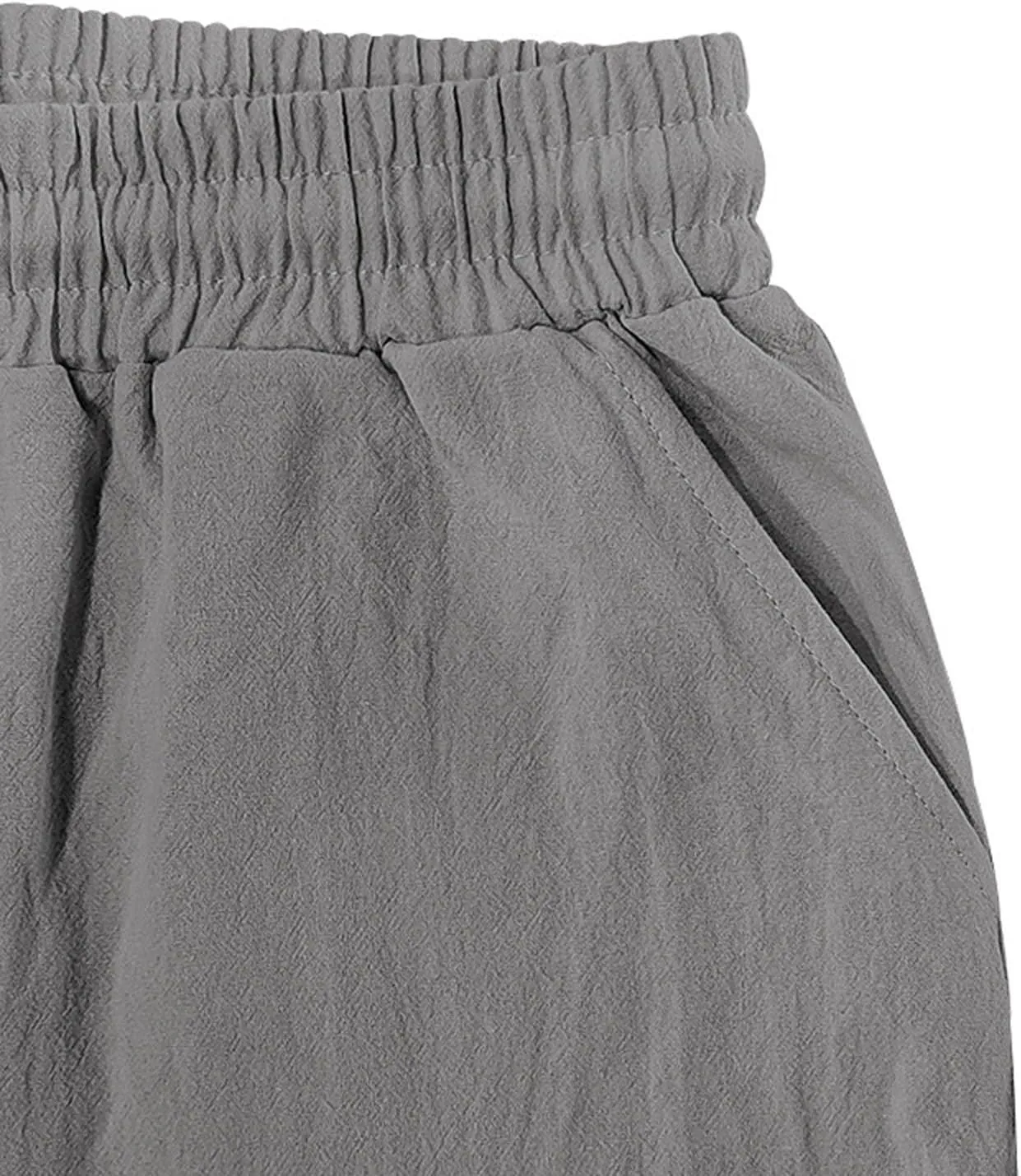 Linen Pants Men Casual Beach Vacation Clothes White Wide Leg Cotton Khaki Harem Summer Outfits Mens Elastic Waist Pant
