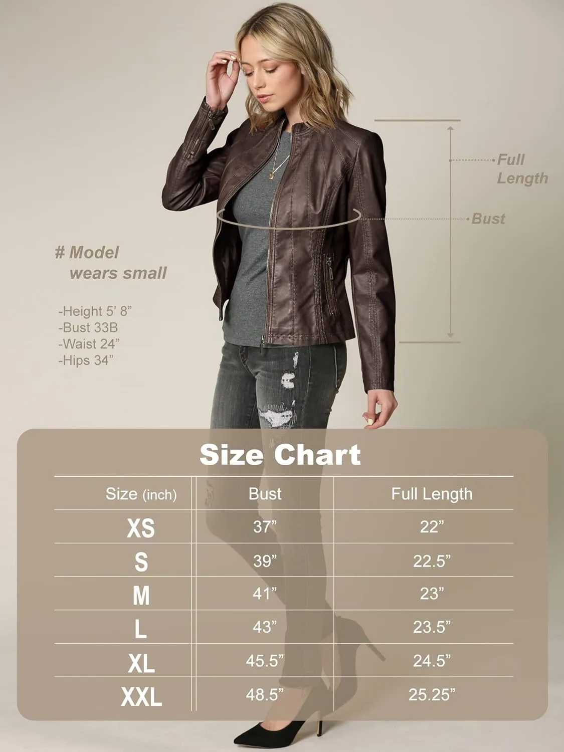 Lock and Love Women's Faux Leather Moto Biker Jacket Coat with Removable or Non-Removable Hood