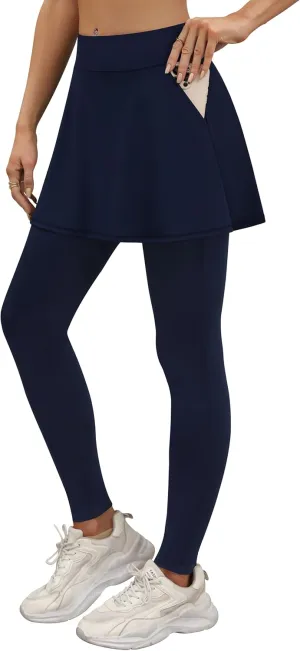 LouKeith Skirted Leggings for Women Athletic Skirt with Leggings Yoga Running Golf Tennis Skirts with 4 Pockets