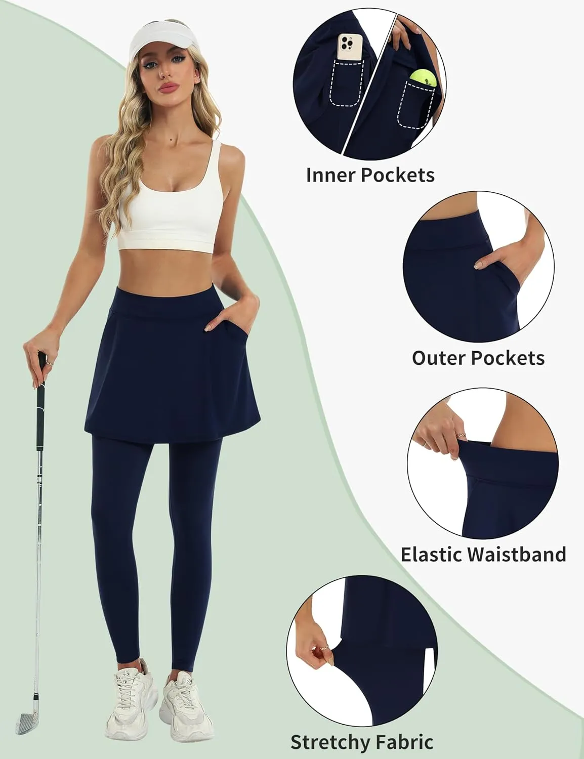 LouKeith Skirted Leggings for Women Athletic Skirt with Leggings Yoga Running Golf Tennis Skirts with 4 Pockets