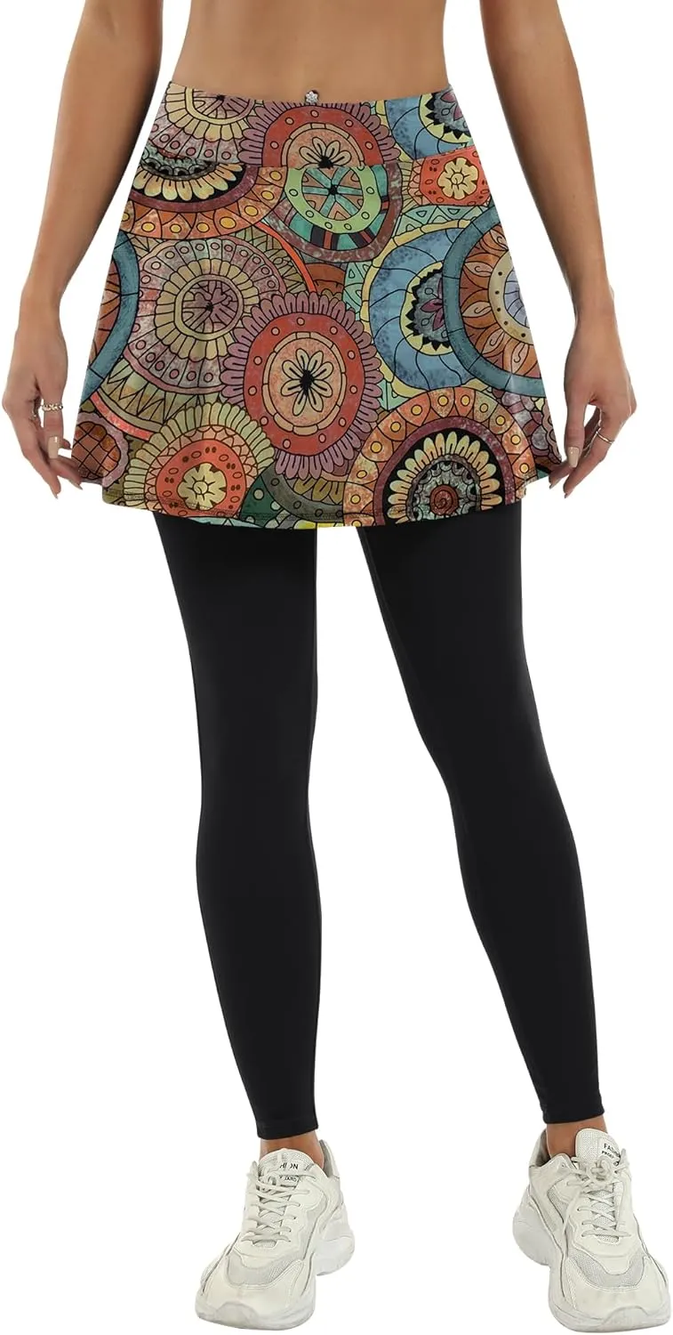 LouKeith Skirted Leggings for Women Athletic Skirt with Leggings Yoga Running Golf Tennis Skirts with 4 Pockets
