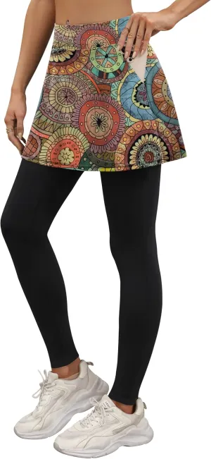 LouKeith Skirted Leggings for Women Athletic Skirt with Leggings Yoga Running Golf Tennis Skirts with 4 Pockets