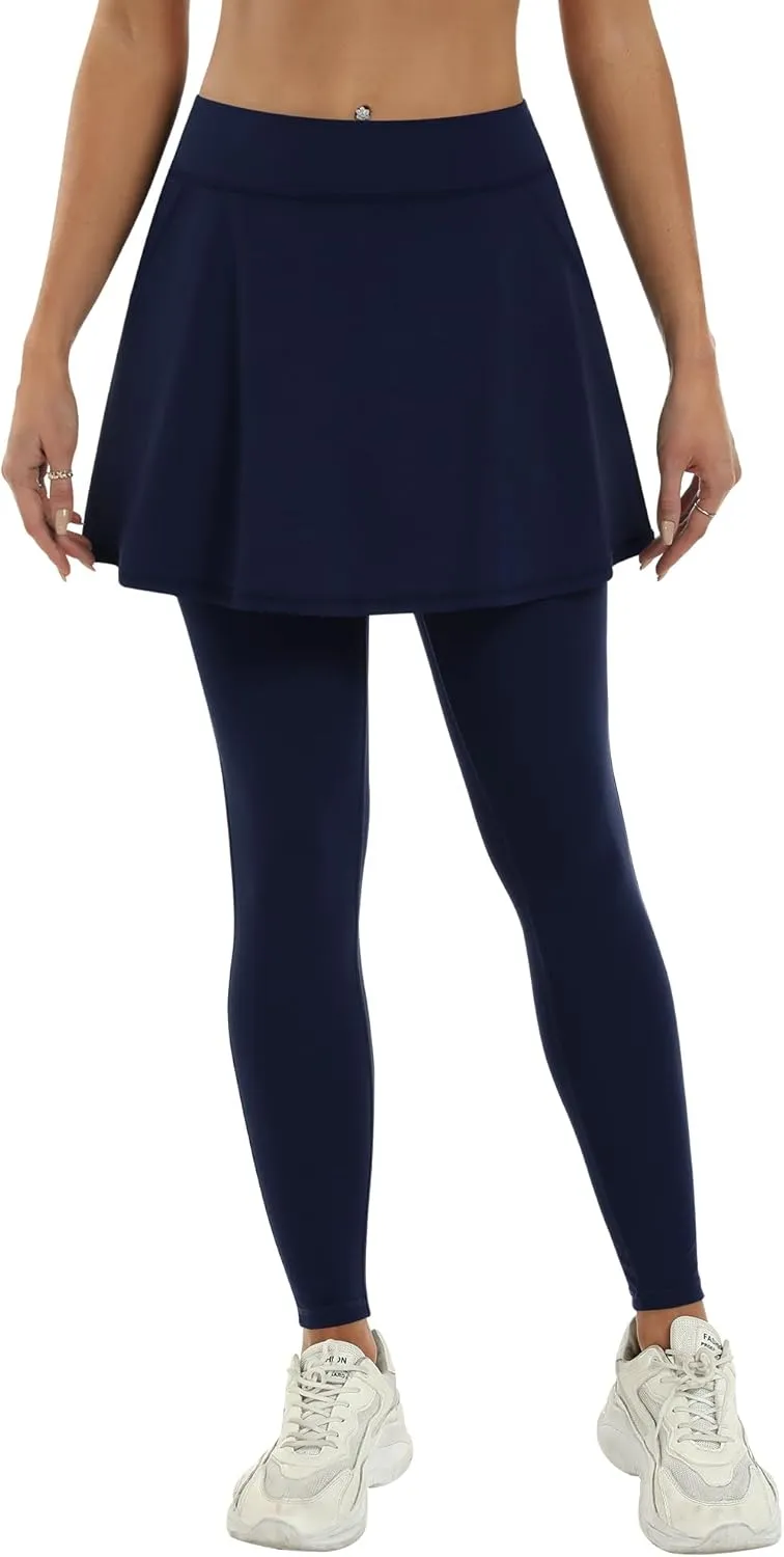 LouKeith Skirted Leggings for Women Athletic Skirt with Leggings Yoga Running Golf Tennis Skirts with 4 Pockets