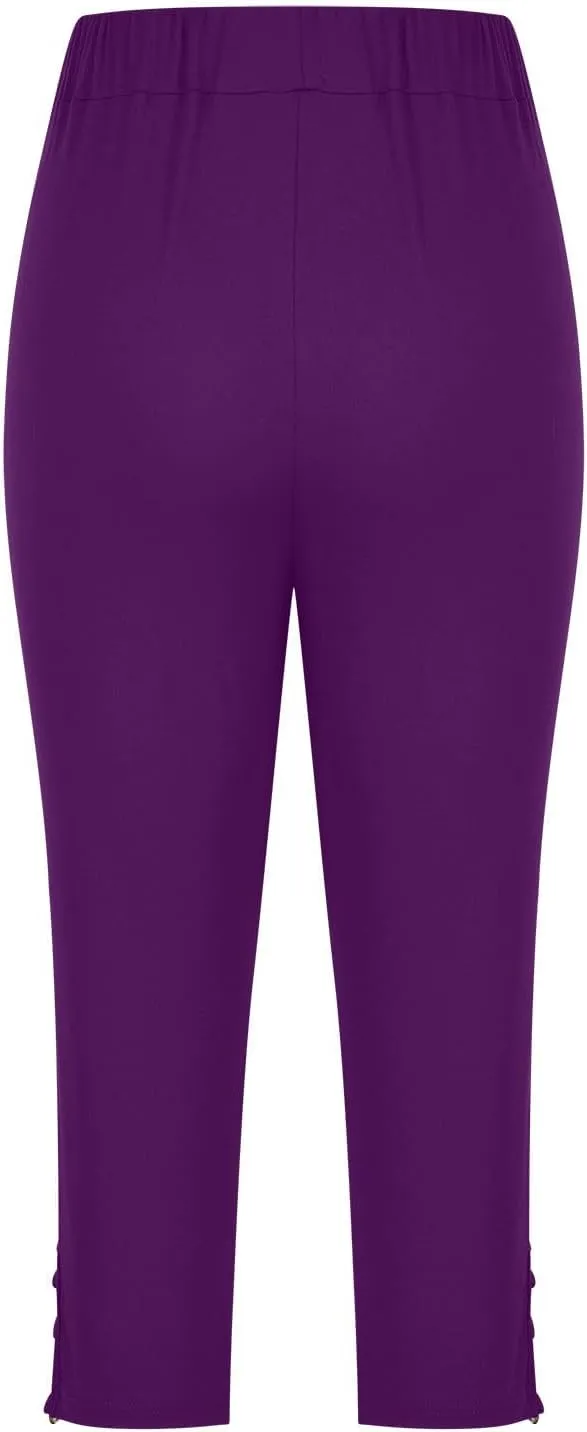 maisdgop Women's Capri Pants Tummy Control Knee Length Yoga Leggings Casual Sexy Solid Cutout High Waisted Cropped Pant