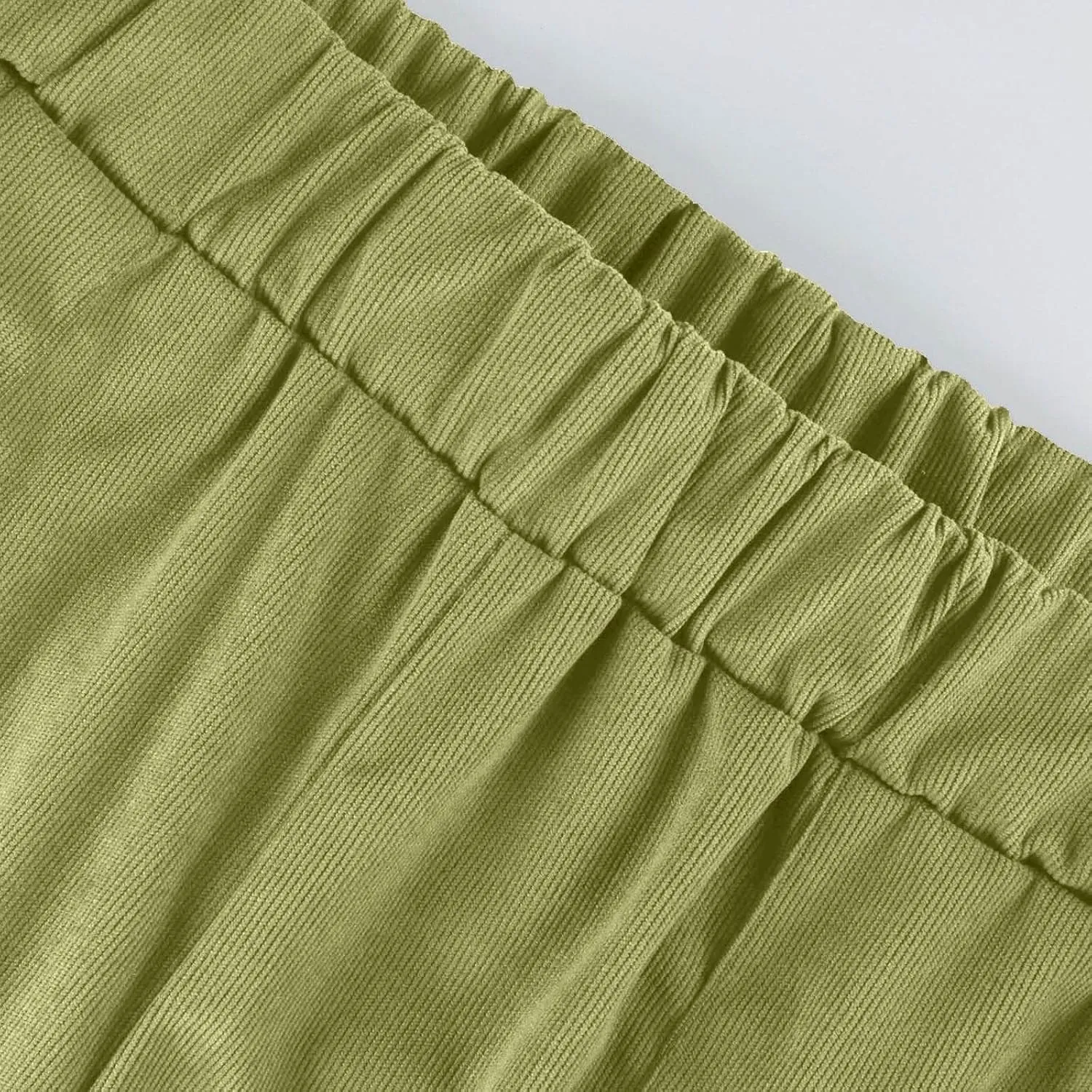 MCILLO Ladies Corduroy Pants Women Elastic High Waist Straight Leg Slacks Casual Trousers with Pocket