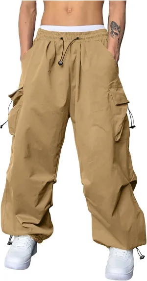 Men Cargo Pant Casual Work Pant Elastic Waist Loose Fit Combat Harem Joggers with Pockets