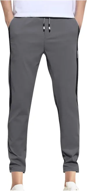 Men Track Pants Athletic Running Lightweight Workout Joggers Sweatpant Straight Leg Slim Fit Gym Sport Training Pants