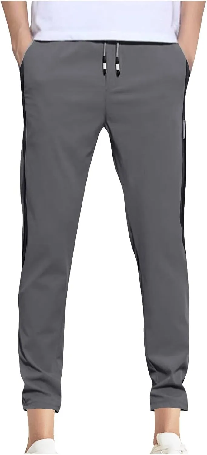 Men Track Pants Athletic Running Lightweight Workout Joggers Sweatpant Straight Leg Slim Fit Gym Sport Training Pants