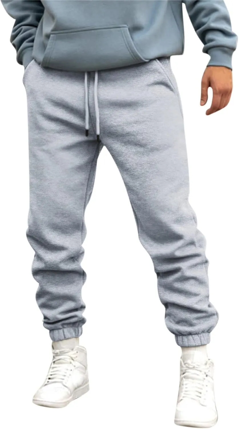 Mens Autumn and Winter High Street Fashion Leisure Pants Loose Fit Sports Trousers Solid Color Lace Up Joggers