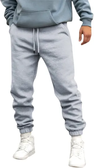 Mens Autumn and Winter High Street Fashion Leisure Pants Loose Fit Sports Trousers Solid Color Lace Up Joggers