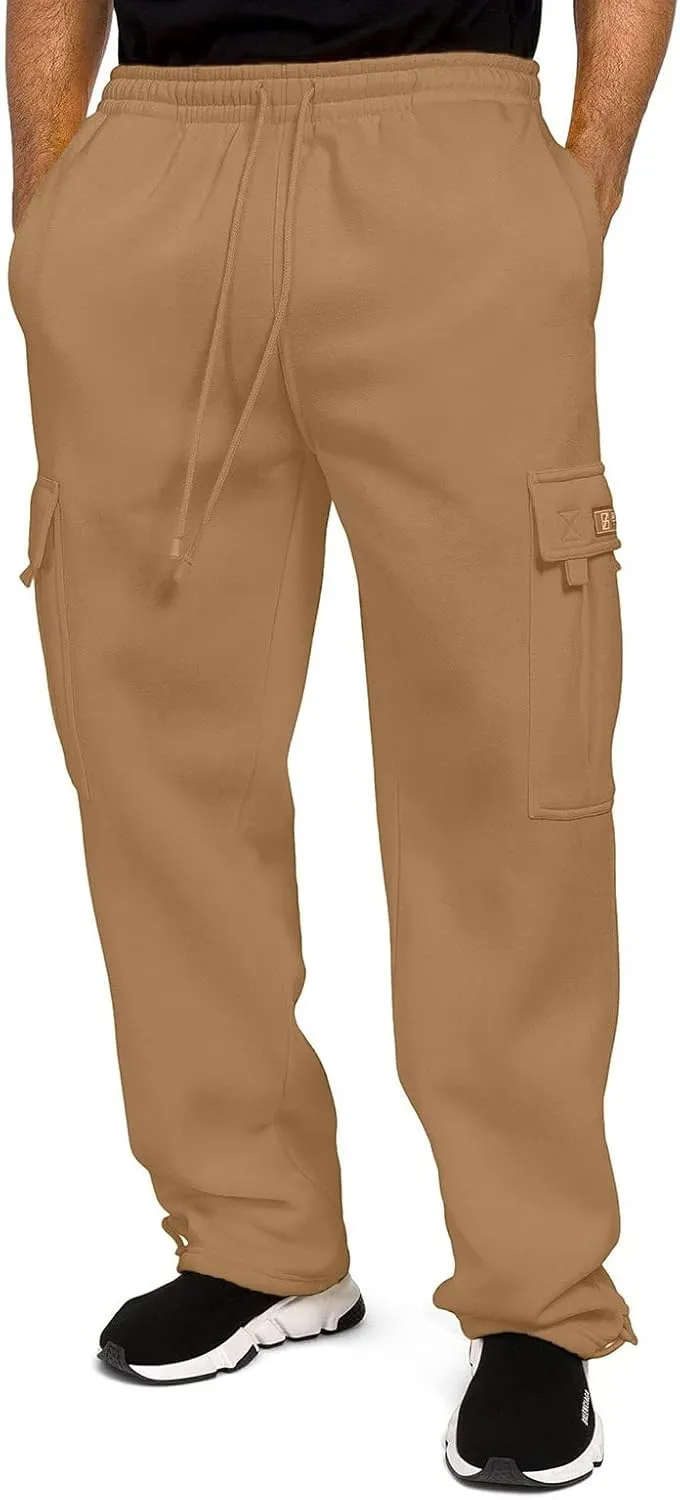 Mens Baggy Cargo Pants Elastic Waist Open Bottom Sweatpants Loose Fit Lightweight Hiking Work Pant Multi Pockets