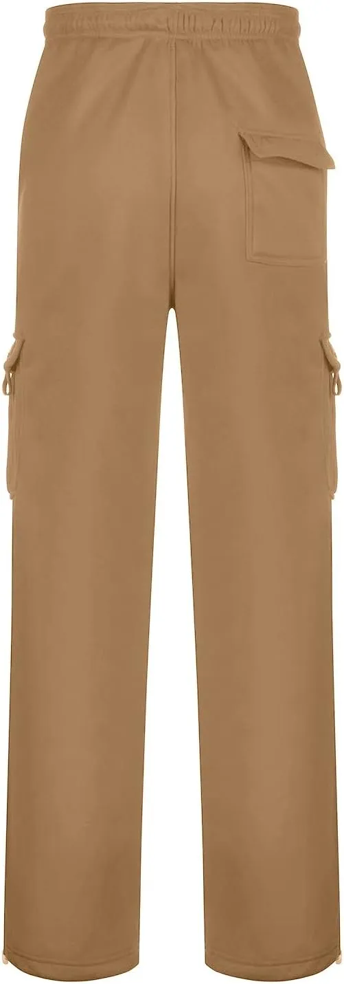 Mens Baggy Cargo Pants Elastic Waist Open Bottom Sweatpants Loose Fit Lightweight Hiking Work Pant Multi Pockets