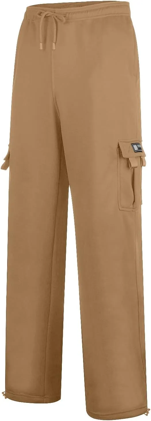 Mens Baggy Cargo Pants Elastic Waist Open Bottom Sweatpants Loose Fit Lightweight Hiking Work Pant Multi Pockets