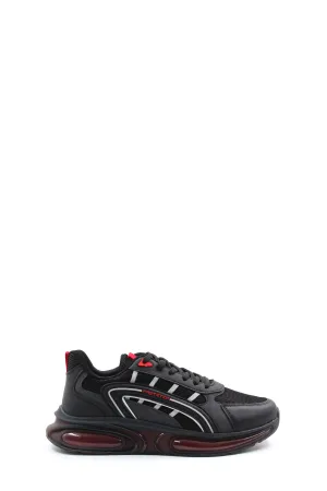 Men's Black Air Cushion Sneakers with Red Accents - Wessi