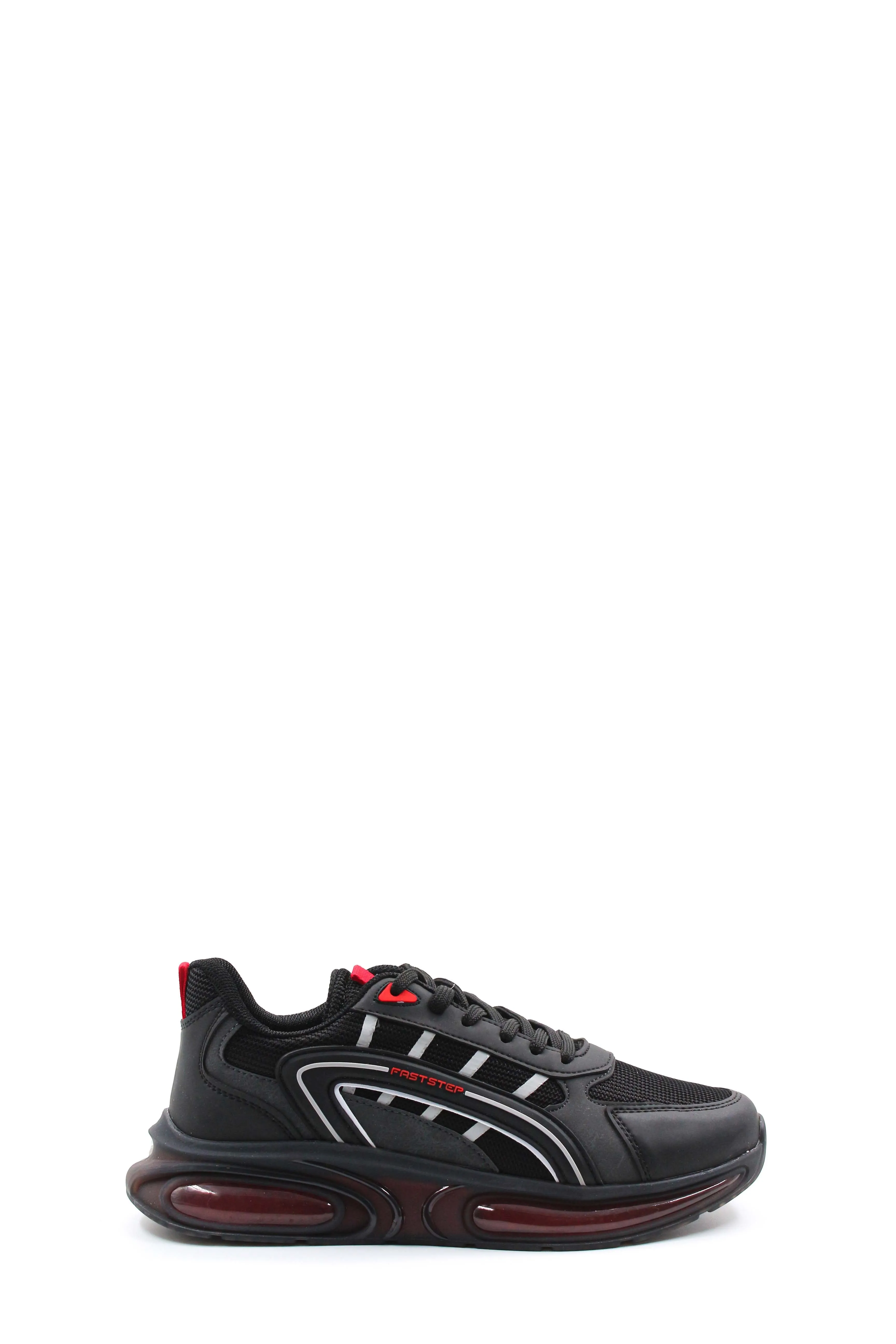 Men's Black Air Cushion Sneakers with Red Accents - Wessi
