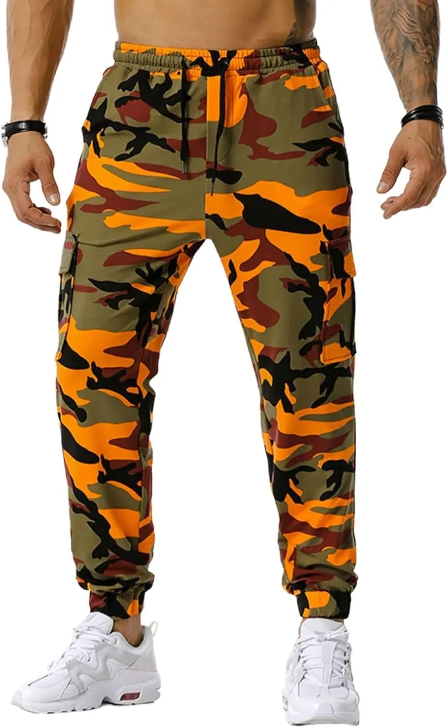 Mens Camo Joggers Sweatpants Stretch Casual Slim Fit Trendy Lightweight Cargo Pants Outdoor Training Athletic Trousers