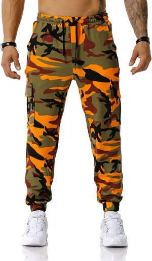 Mens Camo Joggers Sweatpants Stretch Casual Slim Fit Trendy Lightweight Cargo Pants Outdoor Training Athletic Trousers