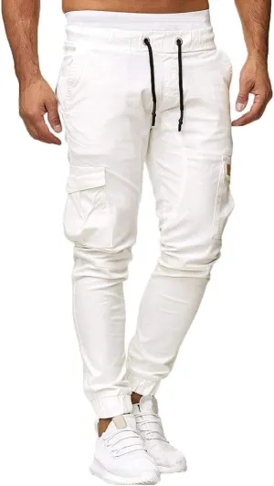 Mens Cargo Joggers Sweatpants Slim Fit Casual Workout Jogging Pants Lightweight Hiking Gym Trousers with Pockets