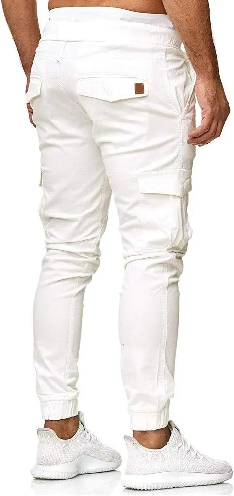 Mens Cargo Joggers Sweatpants Slim Fit Casual Workout Jogging Pants Lightweight Hiking Gym Trousers with Pockets