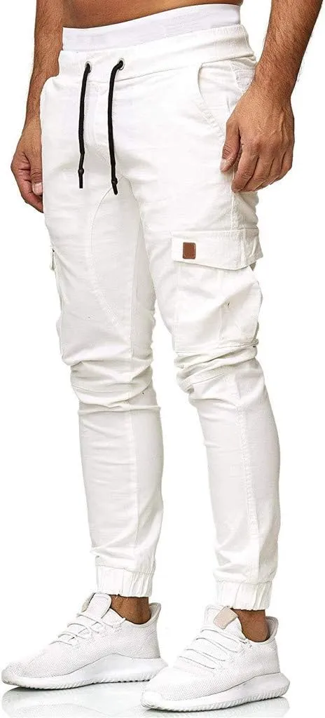 Mens Cargo Joggers Sweatpants Slim Fit Casual Workout Jogging Pants Lightweight Hiking Gym Trousers with Pockets
