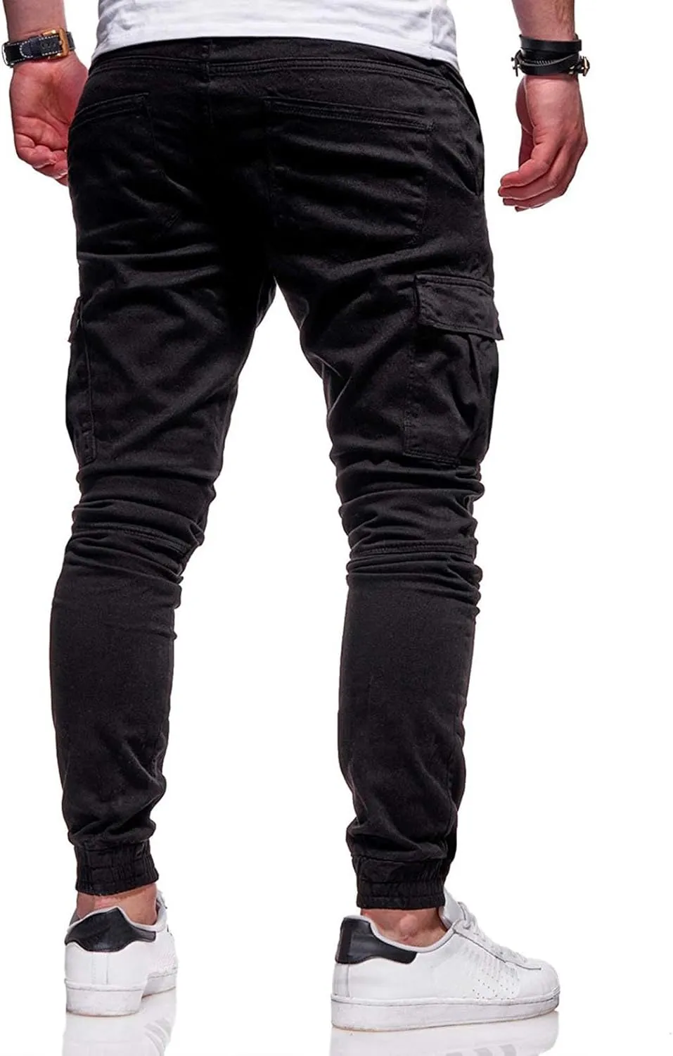 Mens Cargo Pants Casual Elastic Waist Joggers Sweatpants Slim Fit Workout Athletic Fashion Trousers for Mens