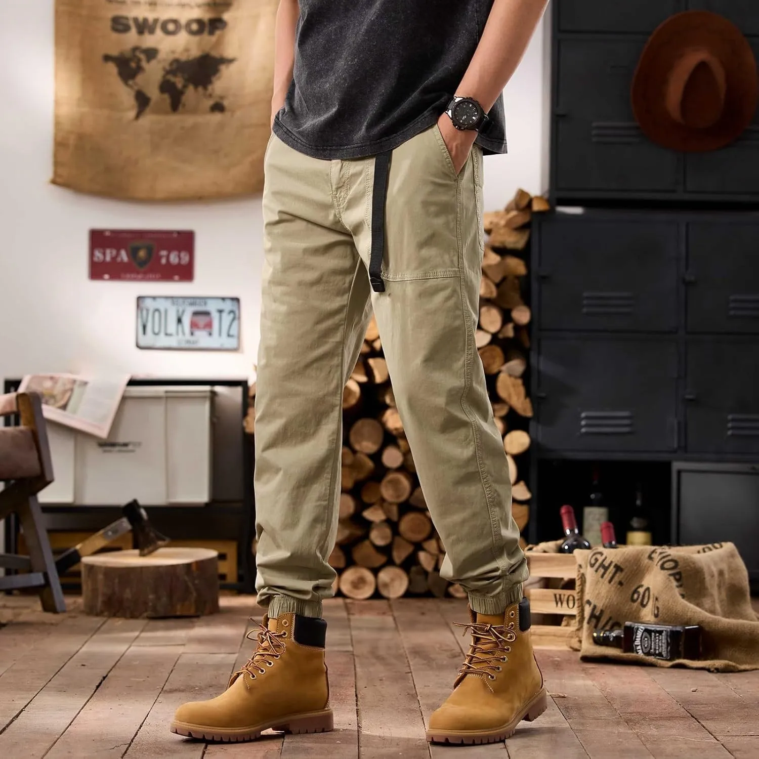 Men's Cargo Pants Hiking Pants for Men Lightweight Slim-Fit Flex Work Pants for Men