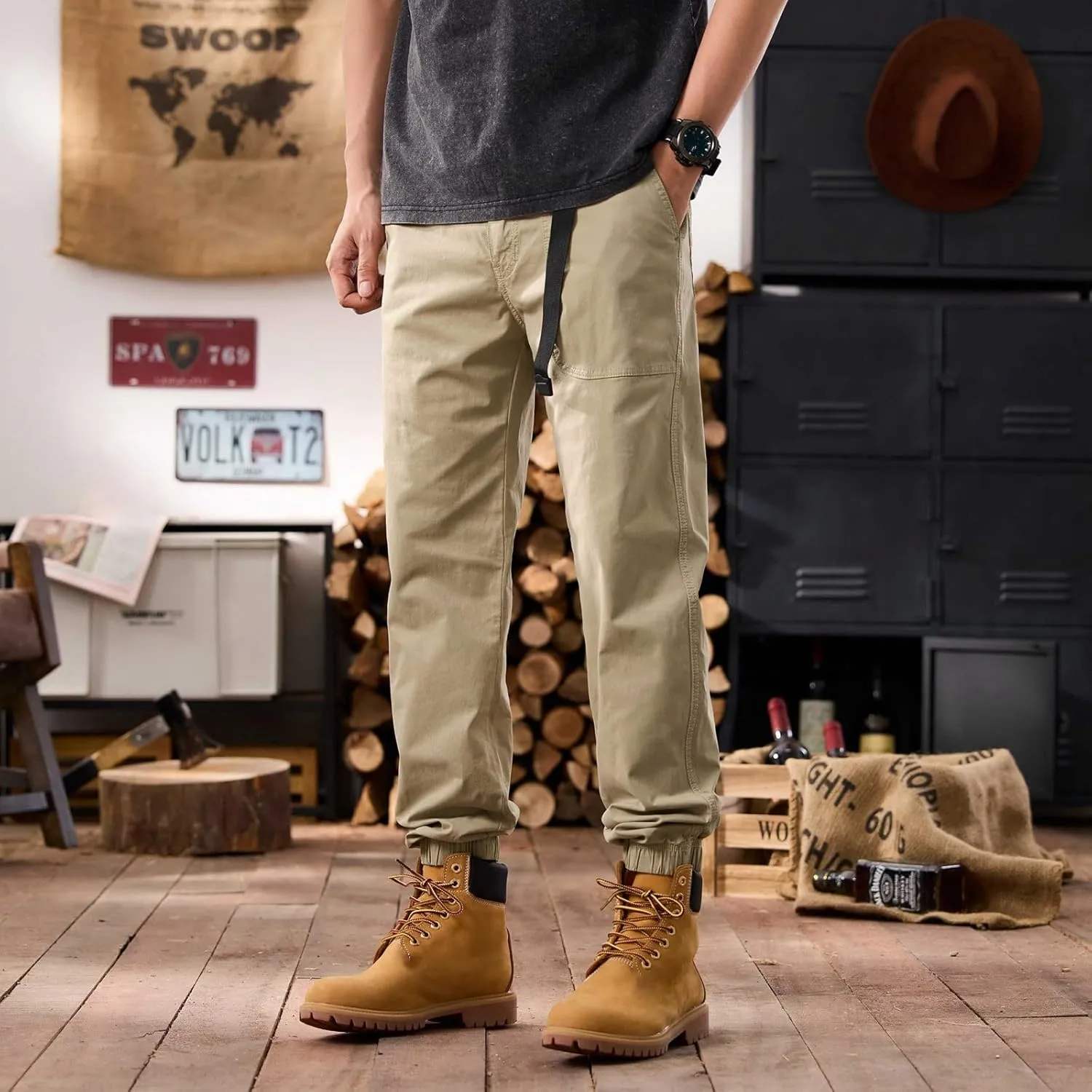 Men's Cargo Pants Hiking Pants for Men Lightweight Slim-Fit Flex Work Pants for Men