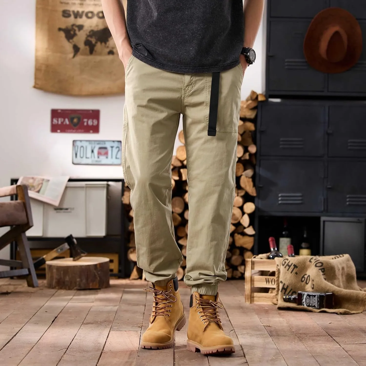 Men's Cargo Pants Hiking Pants for Men Lightweight Slim-Fit Flex Work Pants for Men