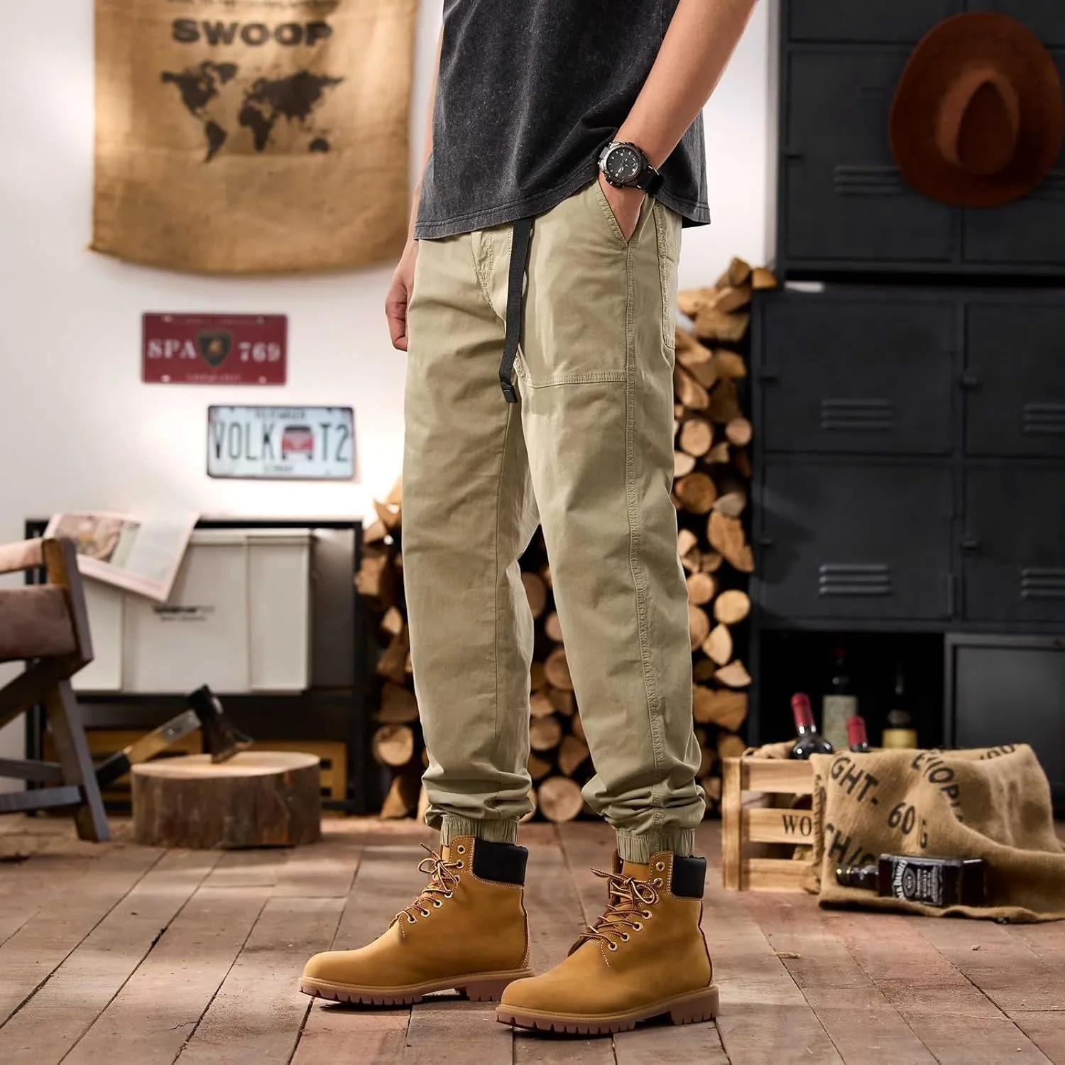 Men's Cargo Pants Hiking Pants for Men Lightweight Slim-Fit Flex Work Pants for Men