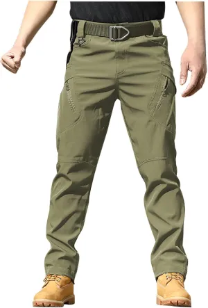 Mens Cargo Pants Lightweight Ripstop Hiking Work Pants Stretch Straight Slim Fit Casual Pant Baggy Classic Sweatpants