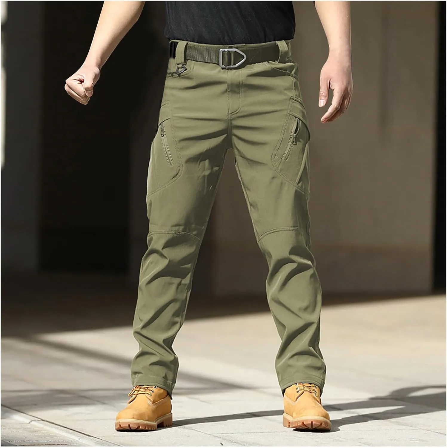 Mens Cargo Pants Lightweight Ripstop Hiking Work Pants Stretch Straight Slim Fit Casual Pant Baggy Classic Sweatpants