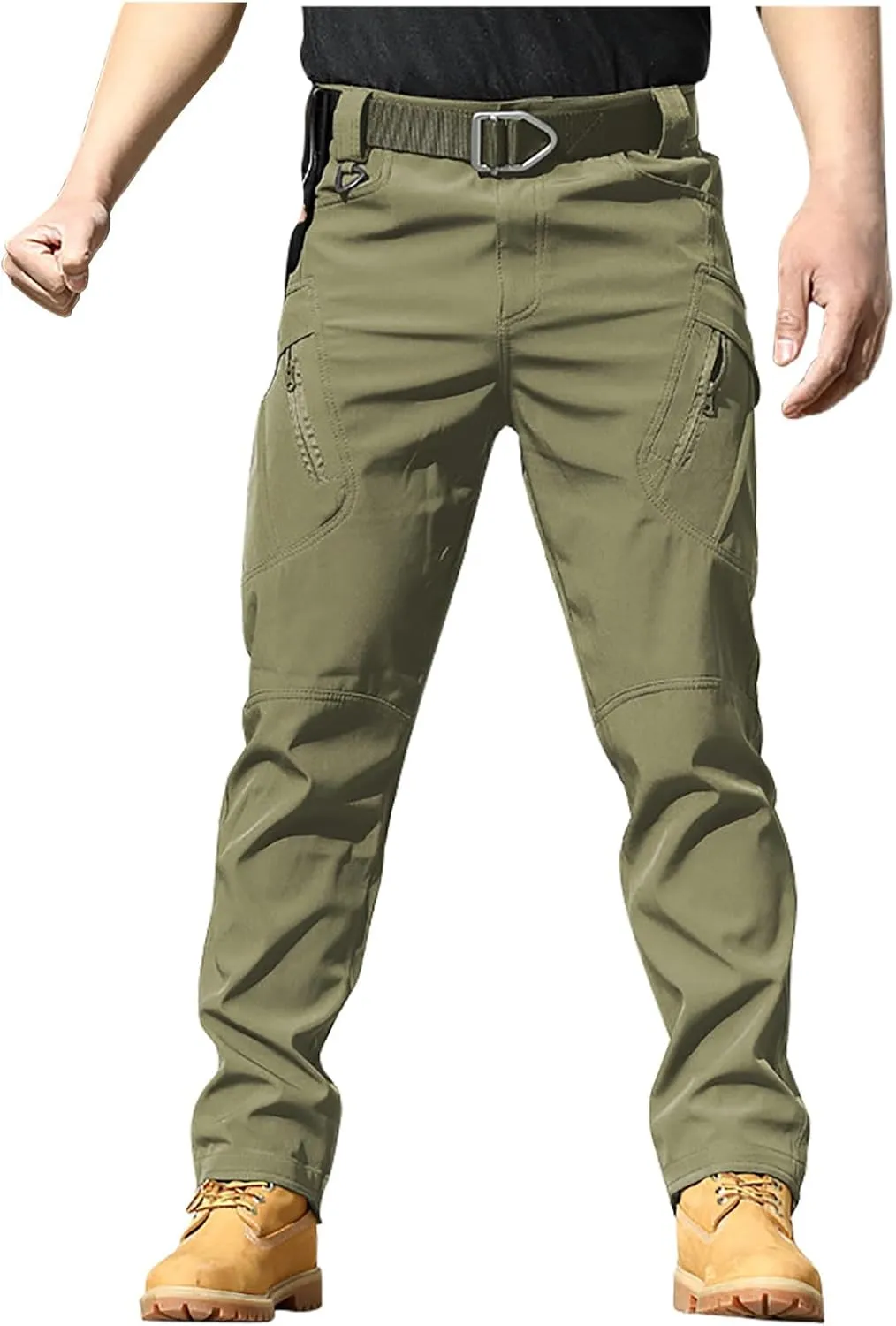 Mens Cargo Pants Lightweight Ripstop Hiking Work Pants Stretch Straight Slim Fit Casual Pant Baggy Classic Sweatpants
