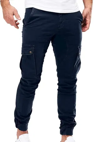Mens Cargo Pants Vintage Joggers Slim Fit Stretch Sweatpants Trendy Streetwear Tactical Trousers with Multi Pockets