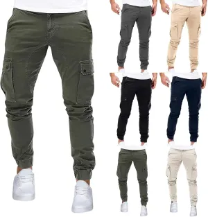 Mens Cargo Pants Vintage Joggers Slim Fit Stretch Sweatpants Trendy Streetwear Tactical Trousers with Multi Pockets