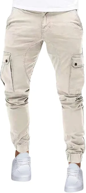 Mens Cargo Pants Vintage Joggers Slim Fit Stretch Sweatpants Trendy Streetwear Tactical Trousers with Multi Pockets