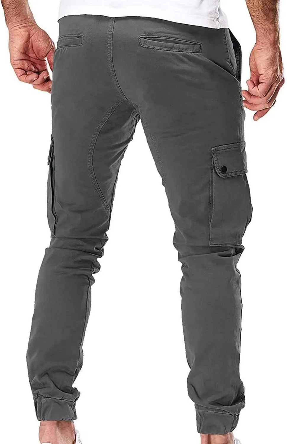Mens Cargo Pants Vintage Joggers Slim Fit Stretch Sweatpants Trendy Streetwear Tactical Trousers with Multi Pockets