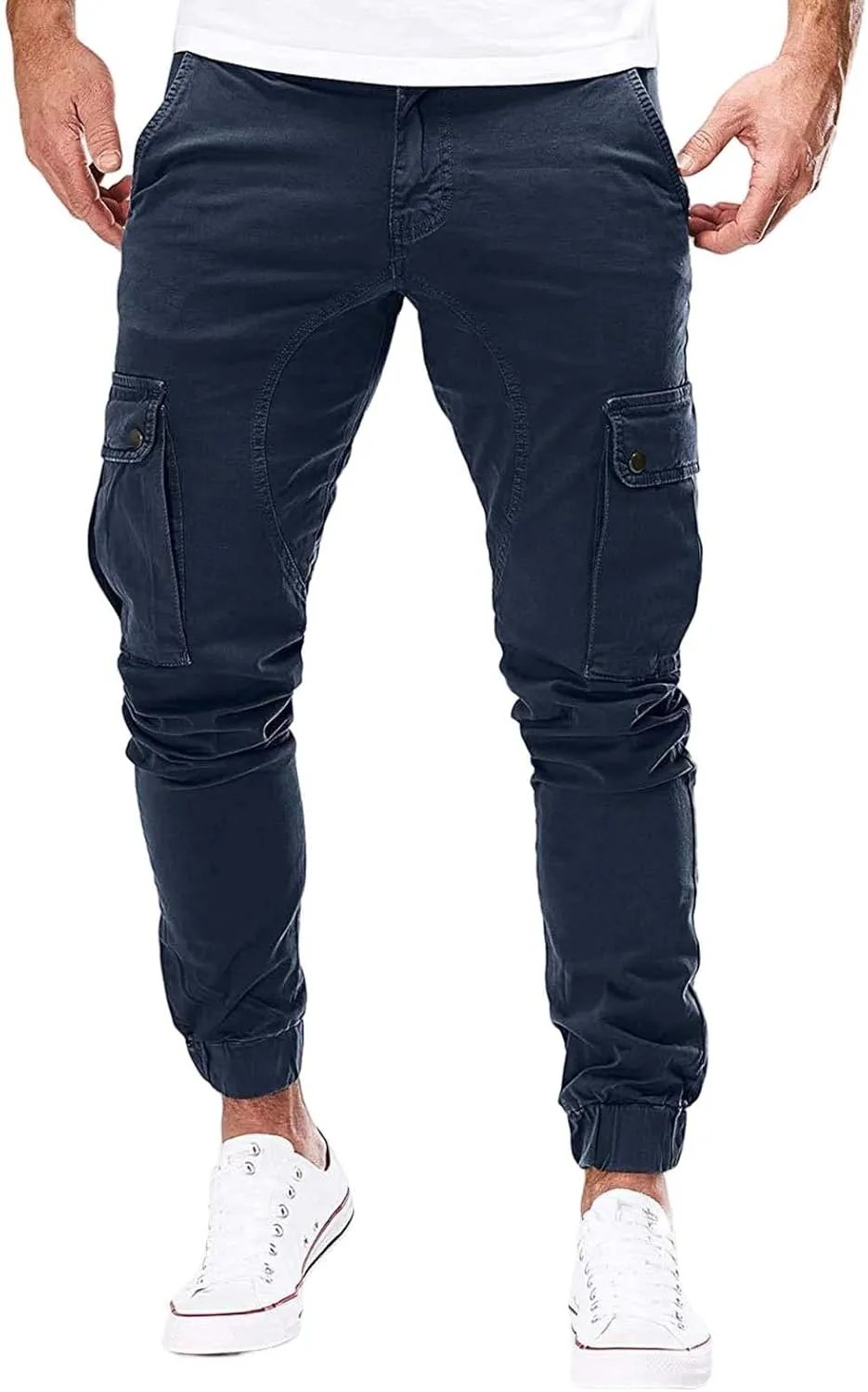 Mens Cargo Pants Vintage Joggers Slim Fit Stretch Sweatpants Trendy Streetwear Tactical Trousers with Multi Pockets