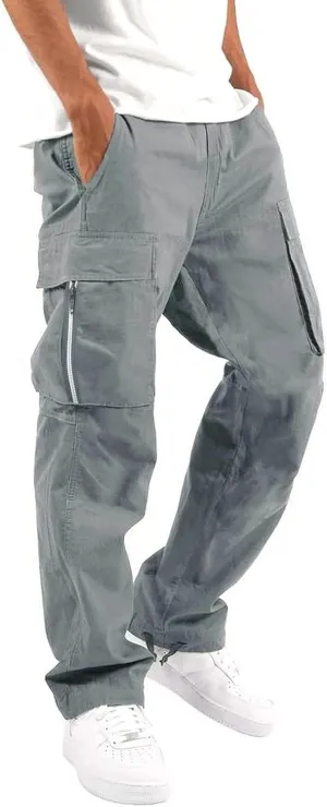 Men's Cargo Pants with Pockets Hat Multi Woven Pocket Foot Rope Solid Pants Gear Men's Hiking Tactical Sweatpants