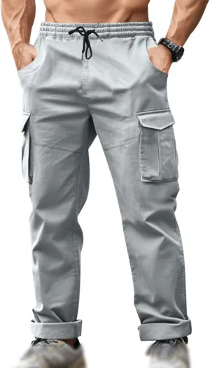 Men's Casual Cargo Pants Tactical Military Pants Quick Dry Workout Sweatpants Outdoor Joggers with Multi Pockets