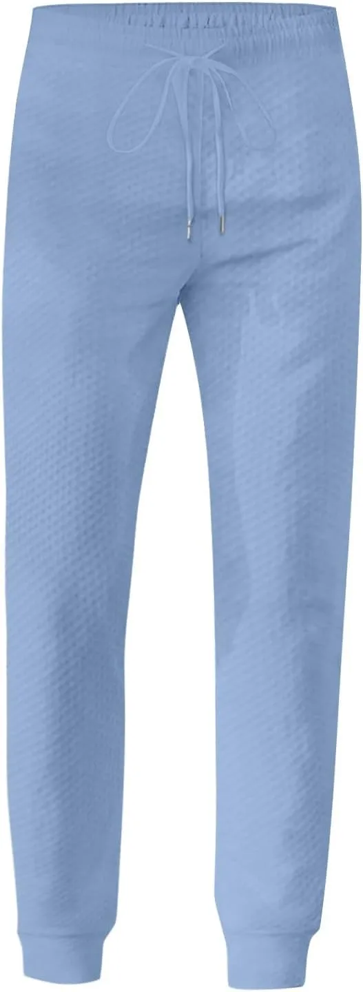 Mens Casual Jpggers Pants Slim Fit 2024 Straight Leg Sweatpants with Pockets Drawstring Waist Home Lounge Trousers