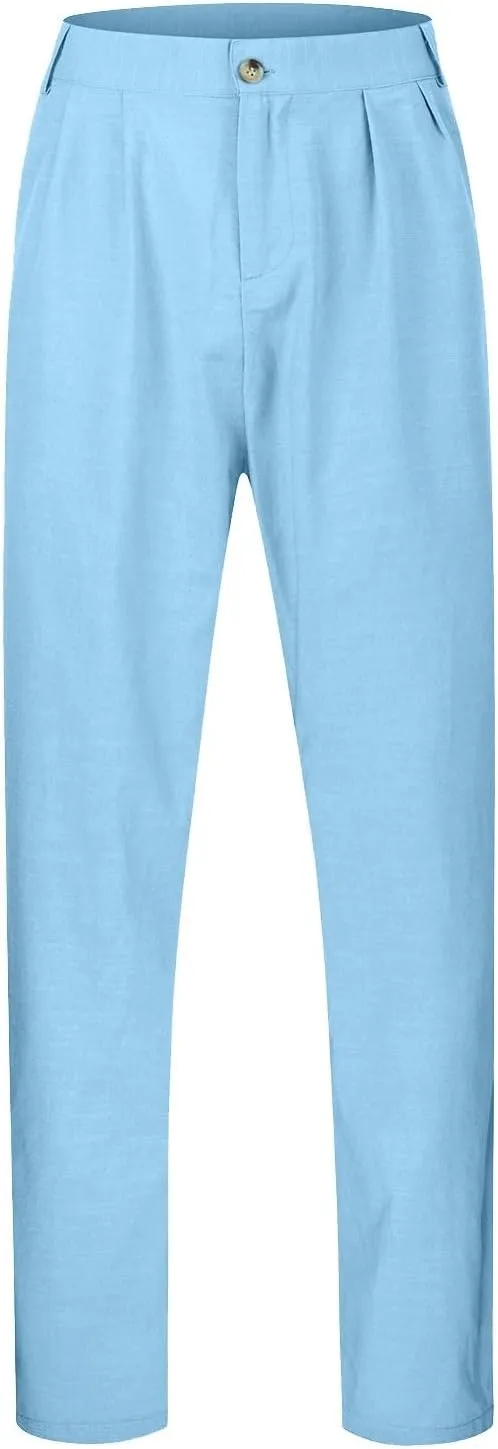 Mens Casual Pants Elastic Waist Lightweight Loose Fit Pleated Slacks Summer Beach Yoga Trousers, Tactical Pants for Men