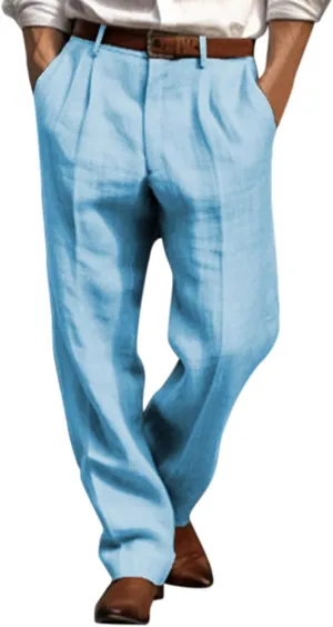 Mens Casual Pants Elastic Waist Lightweight Loose Fit Pleated Slacks Summer Beach Yoga Trousers, Tactical Pants for Men