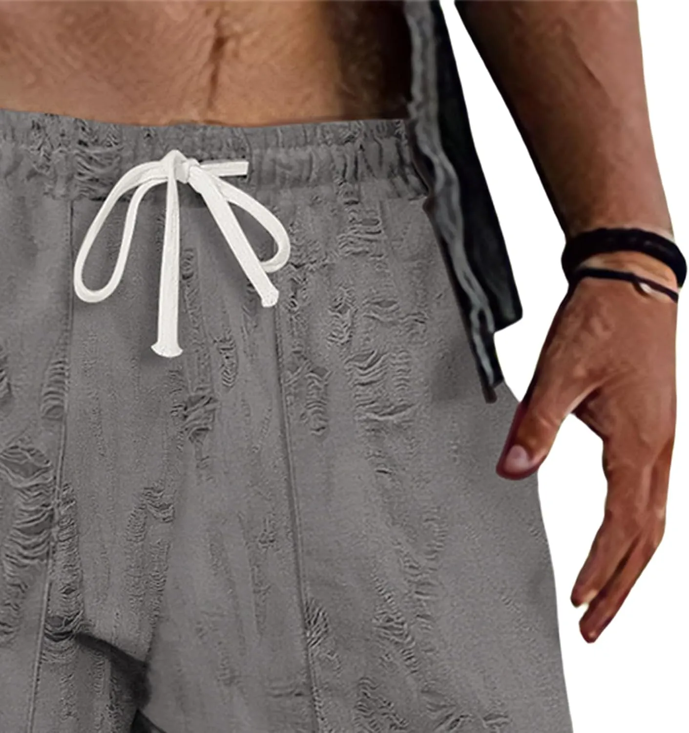 Mens Casual Pants Stretch Drawstring Elastic Waist Classic Loose Lightweight Solid Trousers Work Outdoor Sweatpants