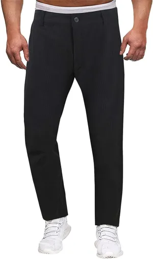 Mens Corduroy Pants Slim Fit Straight Leg Spring Casual Warm Up Pleated Pants Flat-Front Stretch Chino Work Trousers
